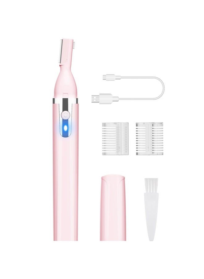 Dapsang Eyebrow Trimmer Electric Eyebrow Razor for Women, Rechargeable Facial Hair Shaver Painless Detail Trimmer with Rinseable Blade for Face Neck Lips (Pink) - Image 1