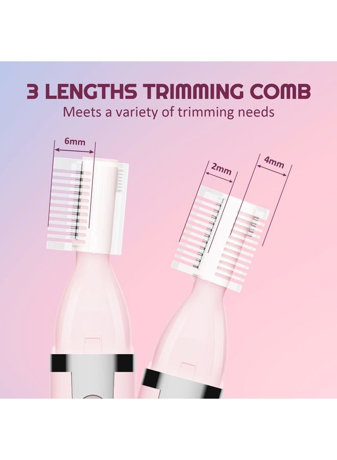 Dapsang Eyebrow Trimmer Electric Eyebrow Razor for Women, Rechargeable Facial Hair Shaver Painless Detail Trimmer with Rinseable Blade for Face Neck Lips (Pink) - Image 3