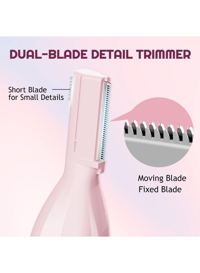 Dapsang Eyebrow Trimmer Electric Eyebrow Razor for Women, Rechargeable Facial Hair Shaver Painless Detail Trimmer with Rinseable Blade for Face Neck Lips (Pink) - Image 2