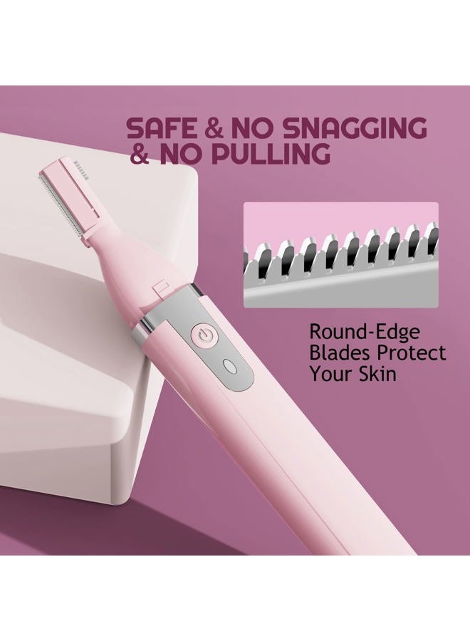 Dapsang Eyebrow Trimmer Electric Eyebrow Razor for Women, Rechargeable Facial Hair Shaver Painless Detail Trimmer with Rinseable Blade for Face Neck Lips (Pink) - Image 5