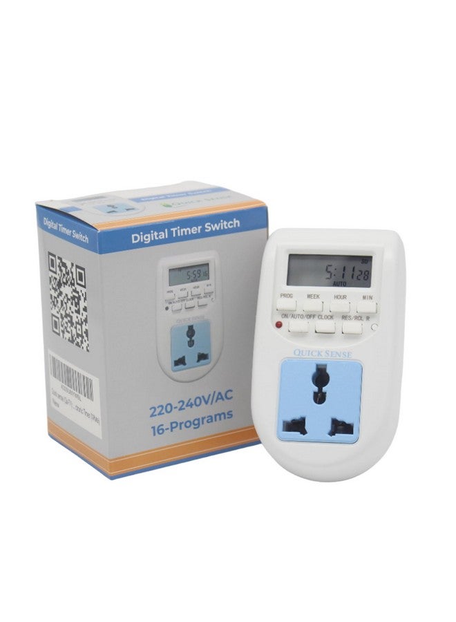 Quick sense (Qs-T1) : 230 Volt (24x7) Digital Programmable Timer Electronic Timer230V 24x7 Energy Saving Socket Type Digital Programmable Plastic Electronic Timer (White) - Image 5