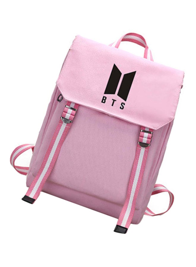 BTS Logo Printed Backpack Pink - Image 3