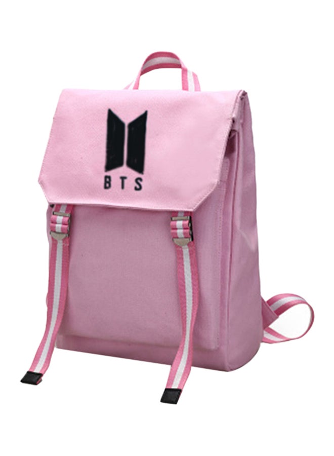 BTS Logo Printed Backpack Pink - Image 2