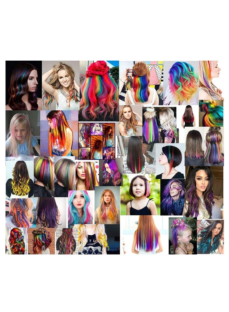Estelle Girlish Colors Fashion Hair Accessories Clip In On Rainbow Wig Pieces for Amercian Girls and Teens Colored Hair Extension Party Highlight Multi Colors Hairpieces  9 Pieces - Image 3