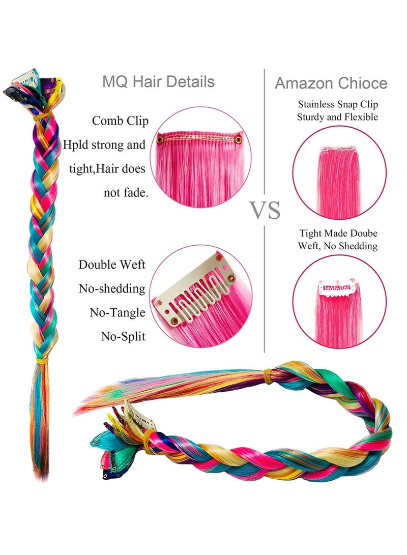 Estelle Girlish Colors Fashion Hair Accessories Clip In On Rainbow Wig Pieces for Amercian Girls and Teens Colored Hair Extension Party Highlight Multi Colors Hairpieces  9 Pieces - Image 4