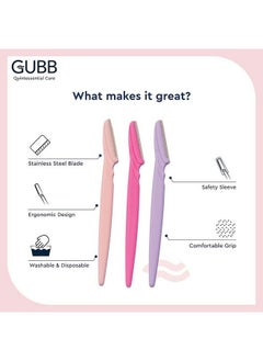 GUBB Face Razor For Women ; For Instant Safe & Painless Facial Hair Removal ; Dermaplaning Tool For Sensitive Skin ; Razor For Upper Lips Face Eyebrows Chin Forehead Sideburns ; Nonfoldable  - Image 4