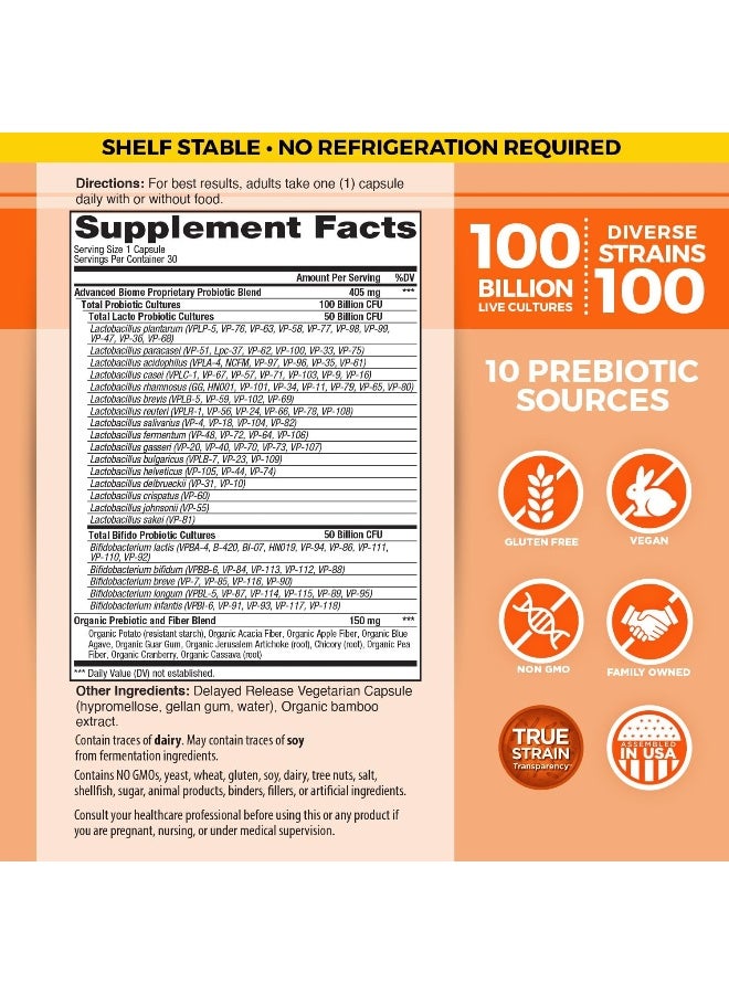 Vital Planet - Vital Flora 100/100 Shelf Stable Advanced Biome Probiotic 30 Capsules - Image 2