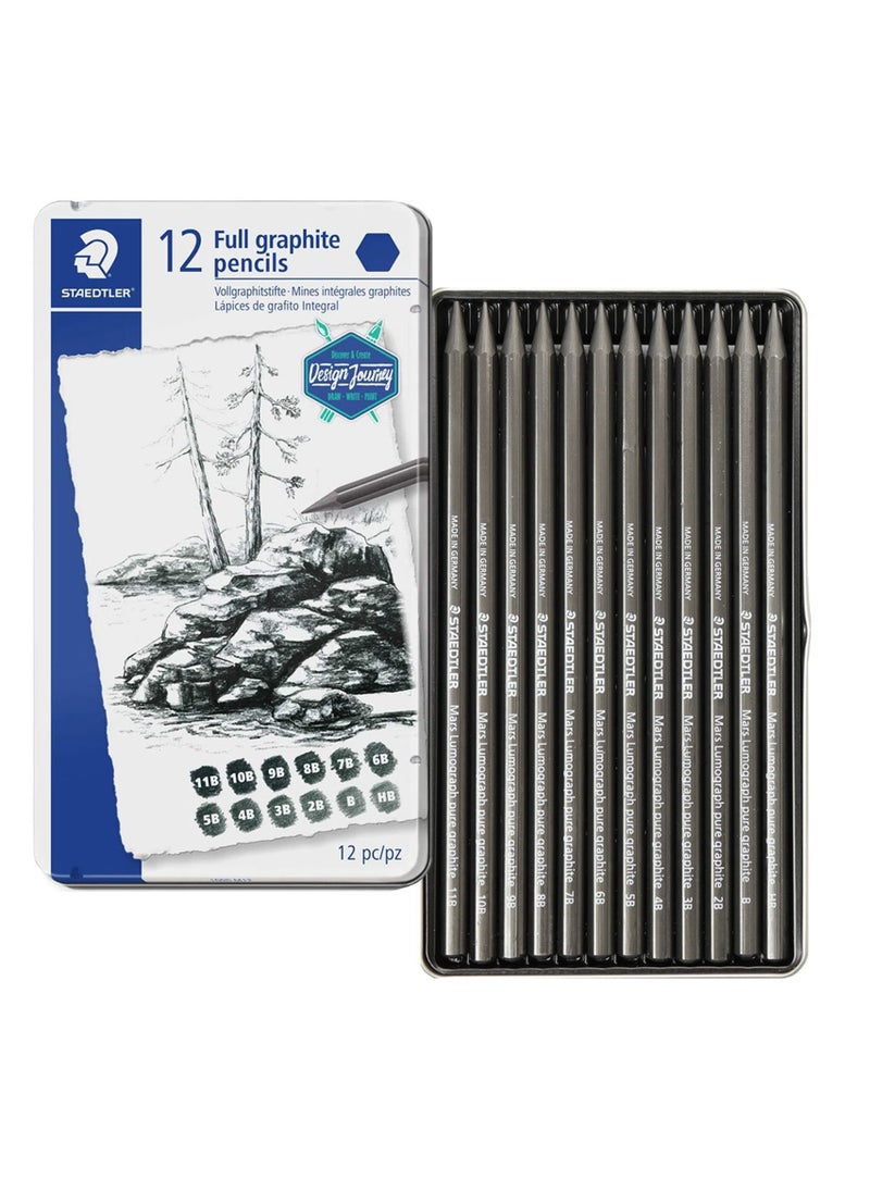 STAEDTLER - 12-Piece Lumograph Pure Graphite Drawing And Sketching Pencils - Image 1