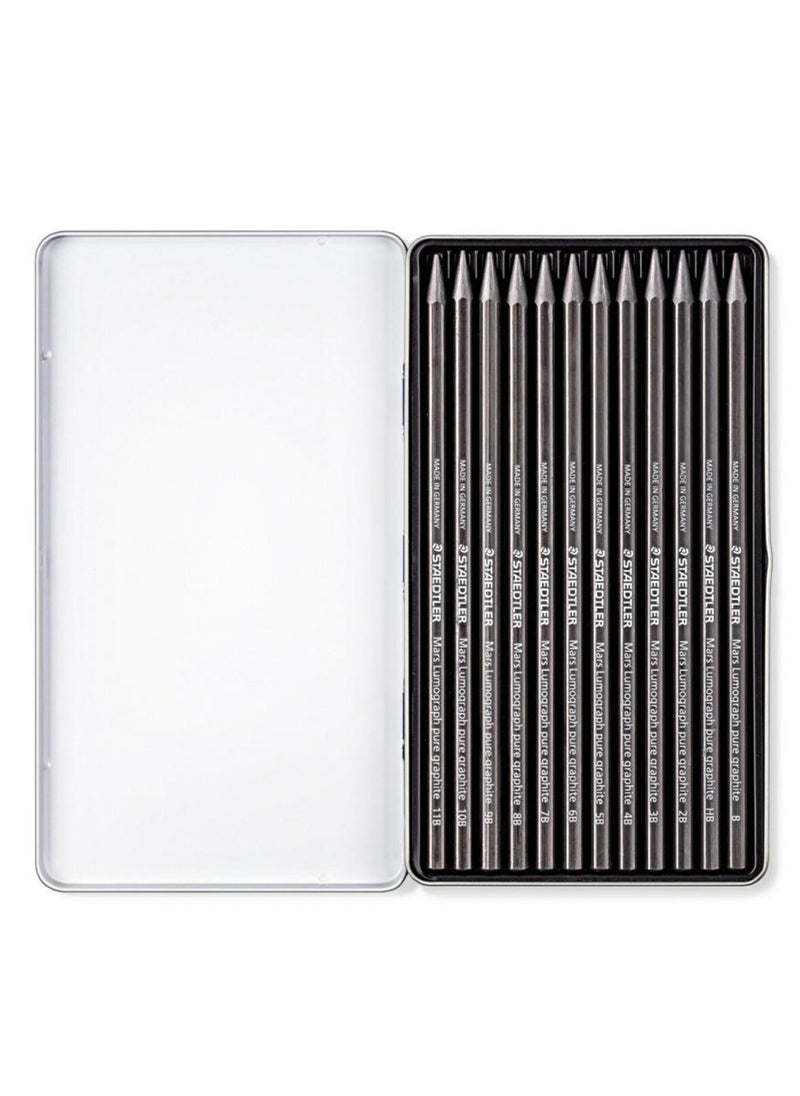 STAEDTLER - 12-Piece Lumograph Pure Graphite Drawing And Sketching Pencils - Image 1