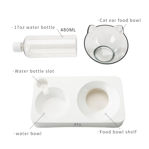 Marchul Double Elevated Dog Cat Bowl, Pets Water and Food Bowl Set, 15° Raised Tilted Dishes Indoor for Kitten, Puppies, Small or Medium Size Dogs Cats - Image 5