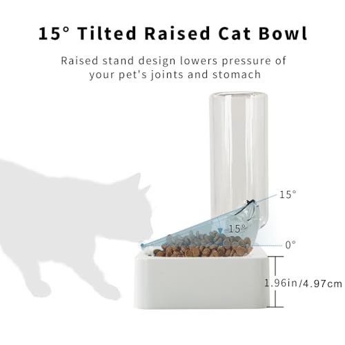 Marchul Double Elevated Dog Cat Bowl, Pets Water and Food Bowl Set, 15° Raised Tilted Dishes Indoor for Kitten, Puppies, Small or Medium Size Dogs Cats - Image 4
