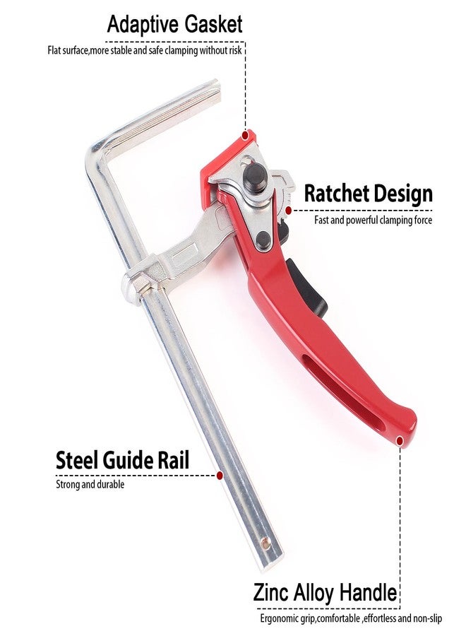 KETIPED 2 Pack Ratcheting Table Clamp, Quick Saw Track Clamps, Ratchet Guide Rail Quick Bar Clamp for MFT Table and Guide Rail System,F-Clamps with 0~6" Clamping Range,MG-040RD - Image 3