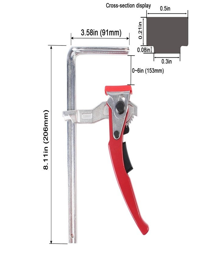 KETIPED 2 Pack Ratcheting Table Clamp, Quick Saw Track Clamps, Ratchet Guide Rail Quick Bar Clamp for MFT Table and Guide Rail System,F-Clamps with 0~6" Clamping Range,MG-040RD - Image 2