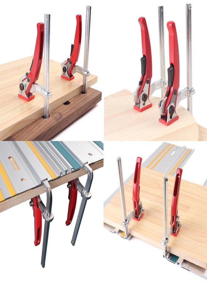 KETIPED 2 Pack Ratcheting Table Clamp, Quick Saw Track Clamps, Ratchet Guide Rail Quick Bar Clamp for MFT Table and Guide Rail System,F-Clamps with 0~6" Clamping Range,MG-040RD - Image 5