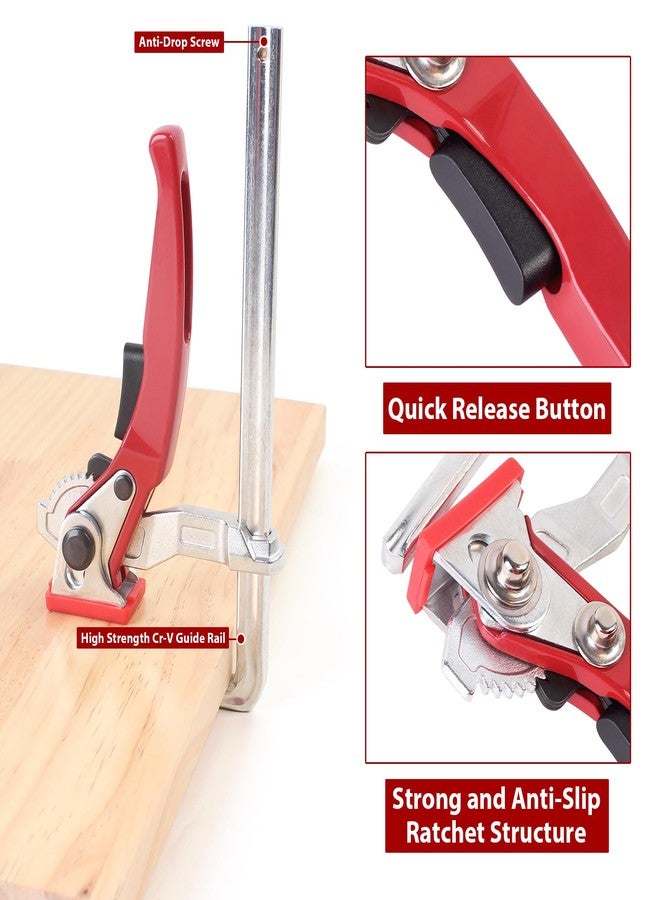 KETIPED 2 Pack Ratcheting Table Clamp, Quick Saw Track Clamps, Ratchet Guide Rail Quick Bar Clamp for MFT Table and Guide Rail System,F-Clamps with 0~6" Clamping Range,MG-040RD - Image 4