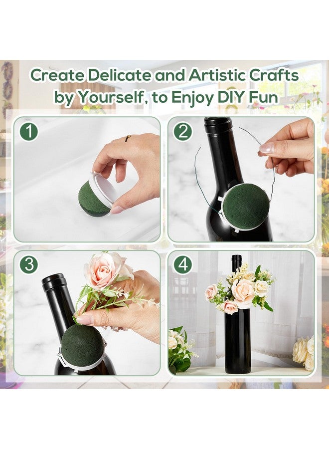 Tessco 24 Pcs Mini Floral Foam Holder Round Floral Foam with Green Floral Wire Floral Arrangement Supplies Flower Foam for Fresh Flowers Green Floral Foam for Table Wedding Wine Bottle Decor - Image 3