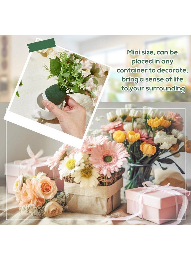 Tessco 24 Pcs Mini Floral Foam Holder Round Floral Foam with Green Floral Wire Floral Arrangement Supplies Flower Foam for Fresh Flowers Green Floral Foam for Table Wedding Wine Bottle Decor - Image 4