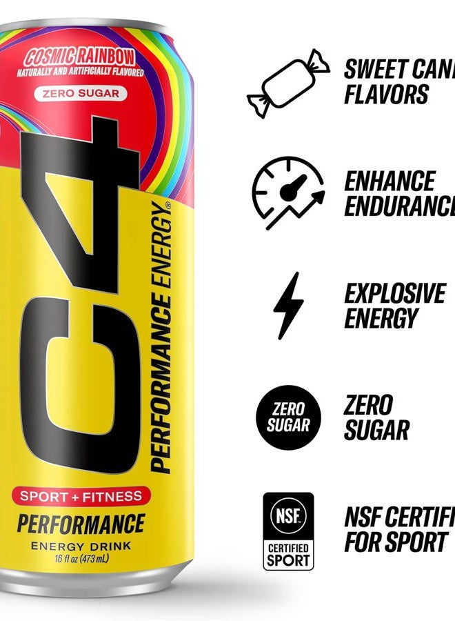 C4 Cellucor C4 Energy Drink, Skittles, Carbonated Sugar Free Pre Workout Performance Drink with no Artificial Colors or Dyes, 16 Oz, Pack of 12 - Image 2