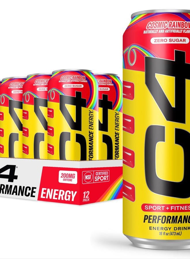 C4 Cellucor C4 Energy Drink, Skittles, Carbonated Sugar Free Pre Workout Performance Drink with no Artificial Colors or Dyes, 16 Oz, Pack of 12 - Image 1