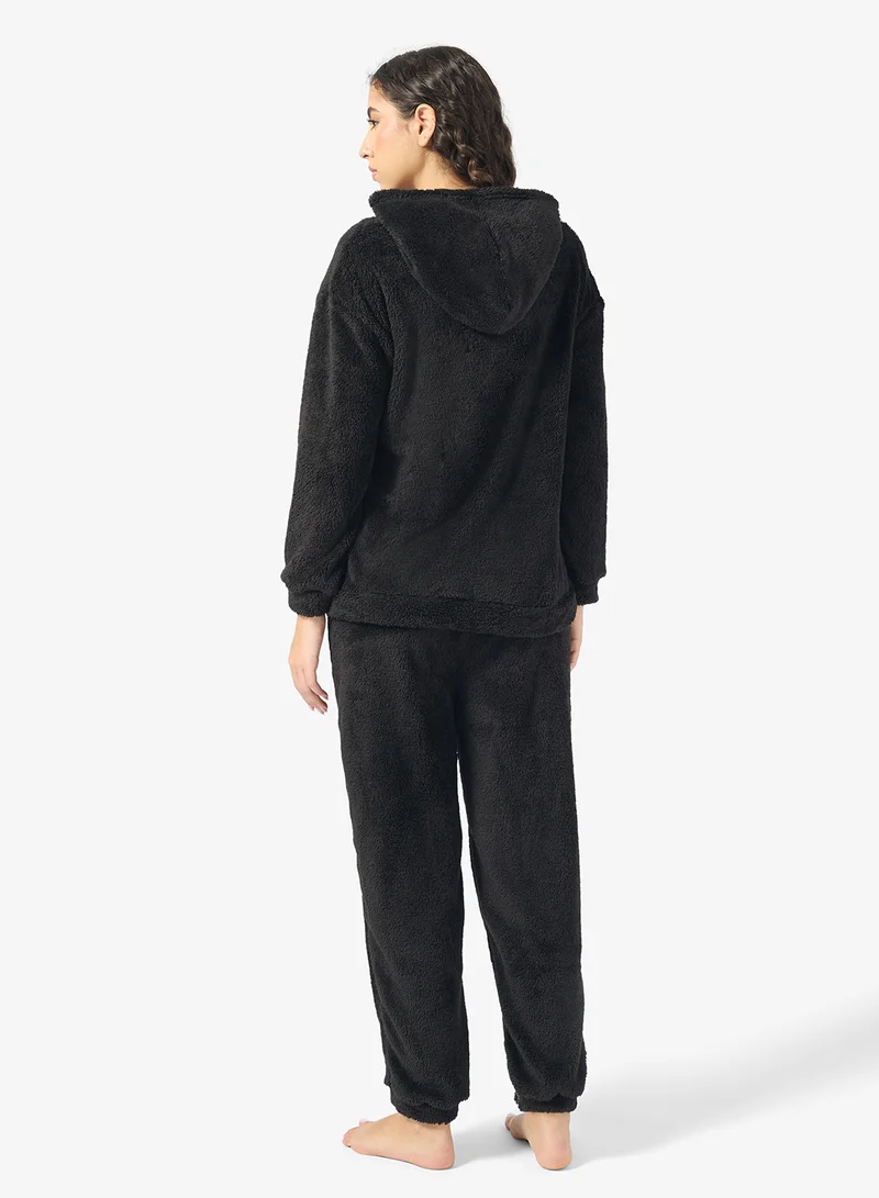 جينجر بيسيكس طقم ملابس منزلية مريح بغطاء رأس