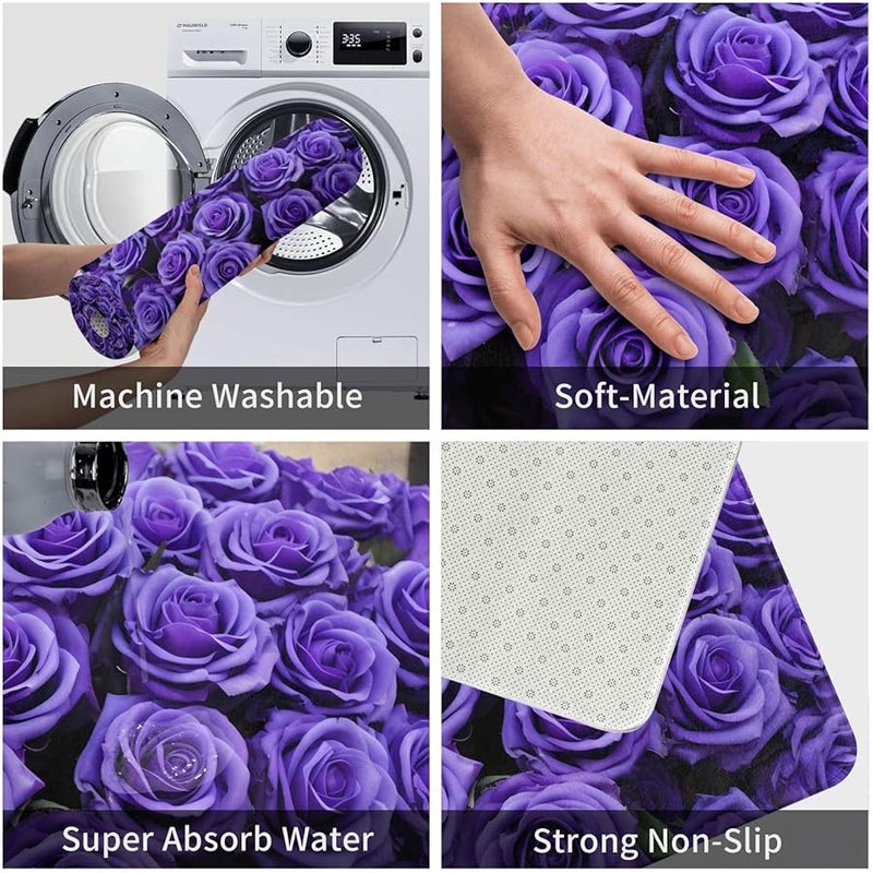 Purple Rose Doormat 16x24 Indoor Outdoor Front Door Mat for Patio Garage Porch - Image 5