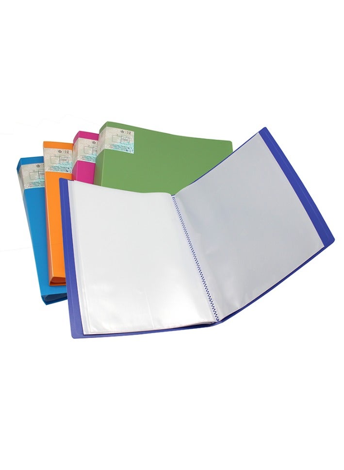 Kalon 2-Piece A4 Clear plastic folder organizer 60-Pocket  multi-pocket file folder for office and school certificates and documents Pack of 2  MIX COLOR - Image 1