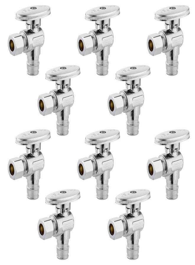 GUOFIS Angle Stop Valve,1/2 Inch Pex Expansion X 3/8 Inch OD Compression Angle Shut-off Valve with 1/4 Turn on/off (Pack of 10,ASTM F1960)(VALVE094-10Pack) - Image 1