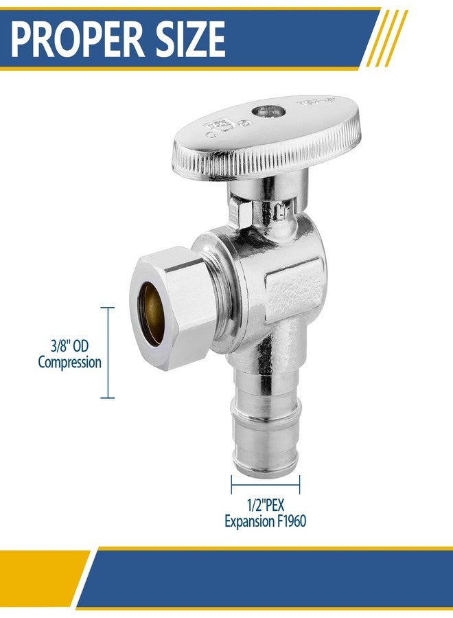 GUOFIS Angle Stop Valve,1/2 Inch Pex Expansion X 3/8 Inch OD Compression Angle Shut-off Valve with 1/4 Turn on/off (Pack of 10,ASTM F1960)(VALVE094-10Pack) - Image 2