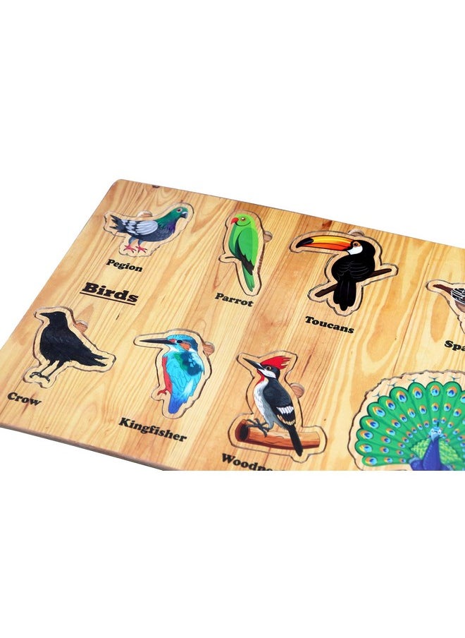 HomeCute - Homecute Wooden Puzzle Educational Toy for Kids,Montessori Wooden Puzzles for Children,Learning Puzzle for Toddlers & Preschoolers,Toys for Boys and Girls (Pack of 3-Human Body Part,Birds & Animals) - Image 1