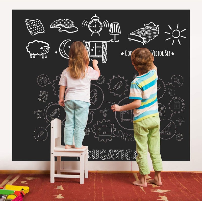 KDG Chalkboard Wall Sticker Wall Decal Blackboard Wallpaper Large Chalkboard Contact Paper Roll Self Adhesive DIY Reusable Erasable Chalkboard Stickers - Image 4