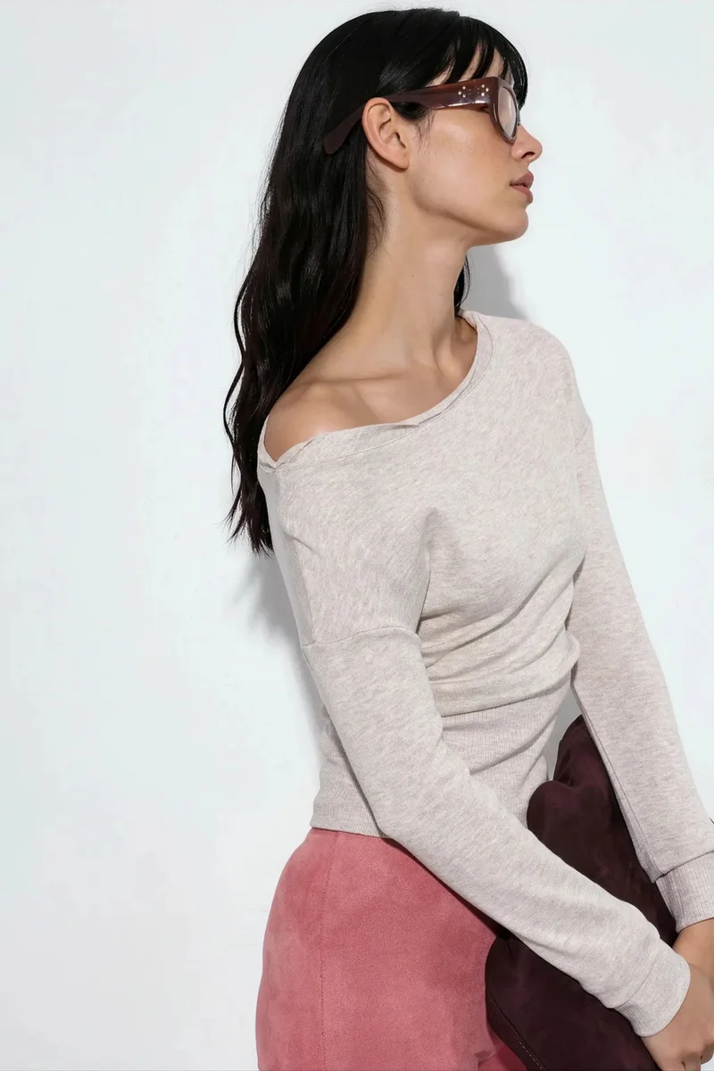 Busem BUSEM Women's Cropped Ribbed Crew Neck Sweater