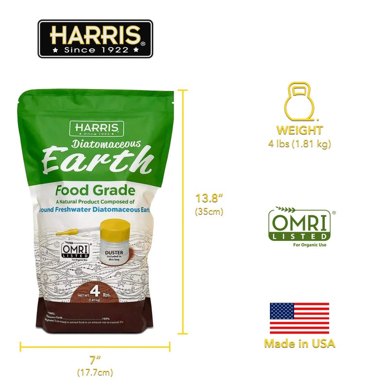 HARRIS Diatomaceous Earth Food Grade, 4lb with Powder Duster Included in The Bag - Image 5