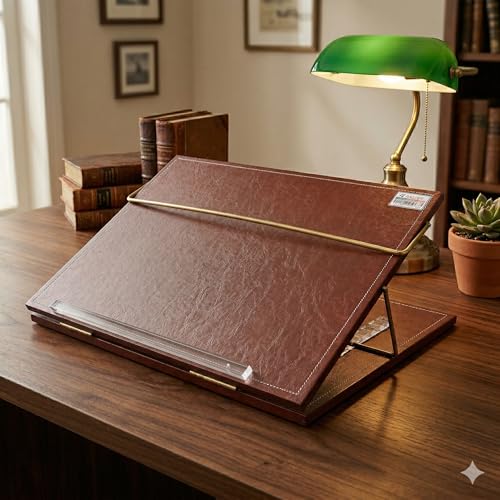 Rasper Brown Genuine Leather Writing Desk Table Top Elevator Writing Board Adjustable Height Easy Reading Desk Portable Laptop Table Book Reading Stand Office Table Top (Small Size 16x12 Inches) 12MM - Image 3
