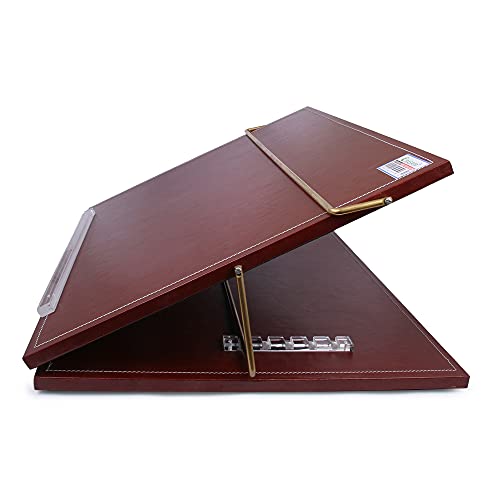 Rasper Brown Genuine Leather Writing Desk Table Top Elevator Writing Board Adjustable Height Easy Reading Desk Portable Laptop Table Book Reading Stand Office Table Top (Small Size 16x12 Inches) 12MM - Image 5