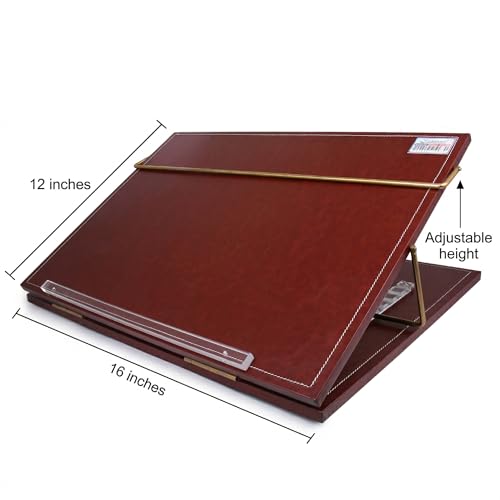 Rasper Brown Genuine Leather Writing Desk Table Top Elevator Writing Board Adjustable Height Easy Reading Desk Portable Laptop Table Book Reading Stand Office Table Top (Small Size 16x12 Inches) 12MM - Image 4