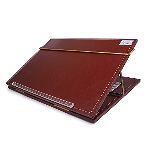 Rasper Brown Genuine Leather Writing Desk Table Top Elevator Writing Board Adjustable Height Easy Reading Desk Portable Laptop Table Book Reading Stand Office Table Top (Small Size 16x12 Inches) 12MM - Image 1