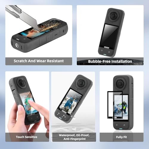 ADOFYS Insta 360 X5/X4 Case Bag + Silicone Lens Cap + 2 Pack Screen Protector Accessories Kit Carrying Case with Wrist Strap and Carabiner for Insta360 X5 X4 Protective Bundle - Image 4
