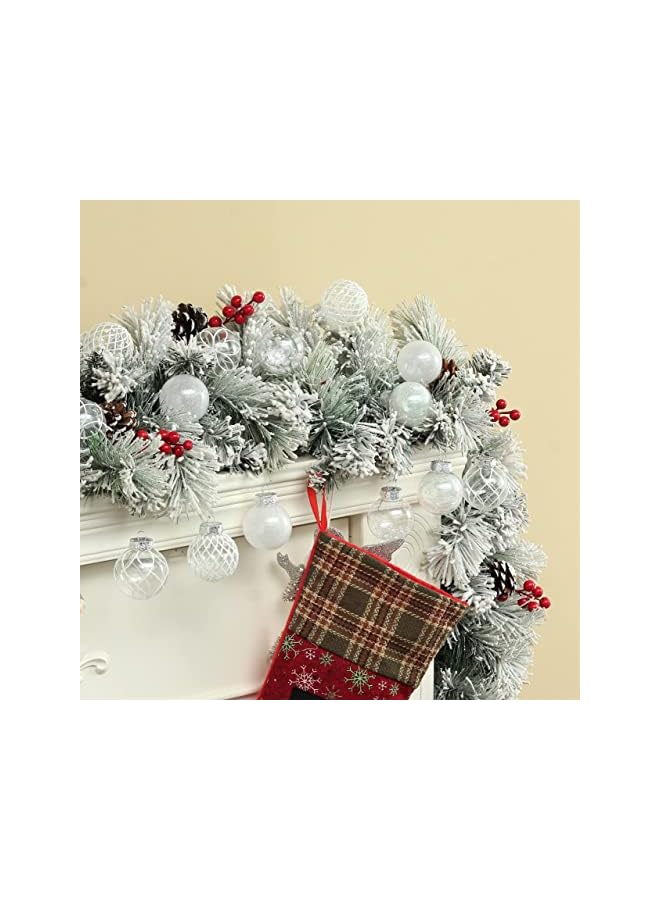 The Bros The Bro Clear Christmas Ball Ornaments, 30ct 2.36 Inch White Christmas Ornaments Balls for Christmas Tree with Delicate Stuff Shatterproof Hanging Xmas Tree Baubles Decorations for Wedding Christmas - Image 5