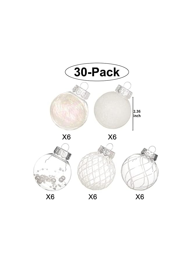 The Bros The Bro Clear Christmas Ball Ornaments, 30ct 2.36 Inch White Christmas Ornaments Balls for Christmas Tree with Delicate Stuff Shatterproof Hanging Xmas Tree Baubles Decorations for Wedding Christmas - Image 3