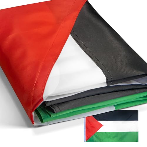 Anley EverStrong Series Palestine Flag 3x5 Ft Heavy Duty Canvas Header 4 Rows of Lock Stitching Palestinian National Flag with Brass Grommets 3 X 5 Ft - Image 1