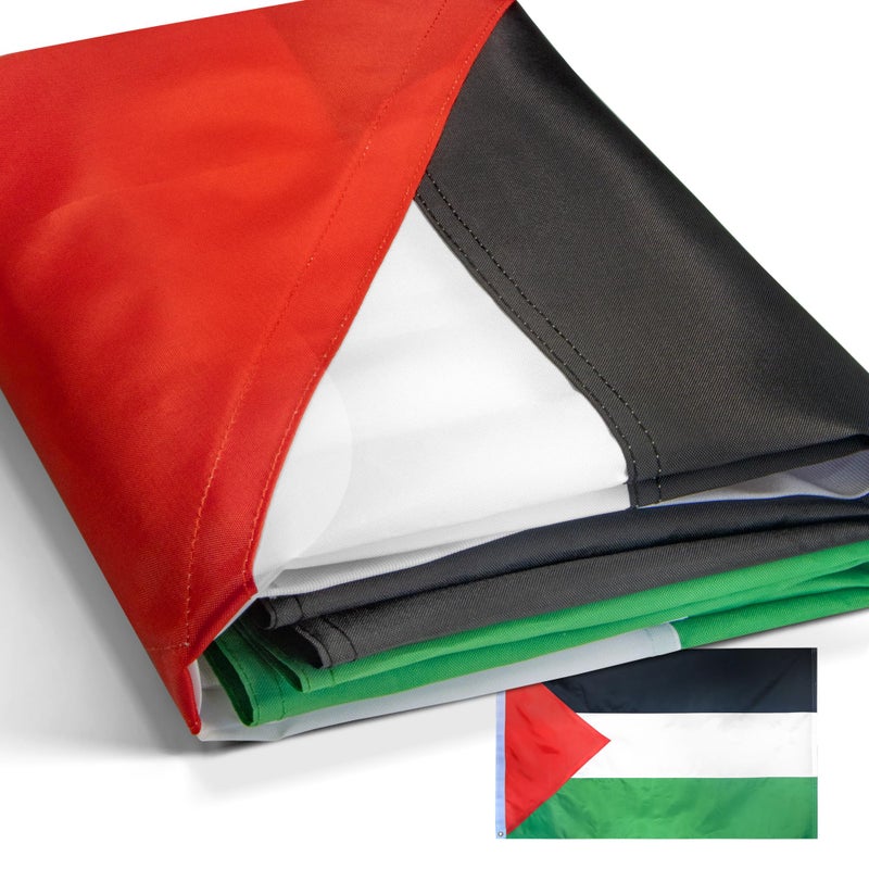 Anley EverStrong Series Palestine Flag 3x5 Ft Heavy Duty Canvas Header 4 Rows of Lock Stitching Palestinian National Flag with Brass Grommets 3 X 5 Ft - Image 2
