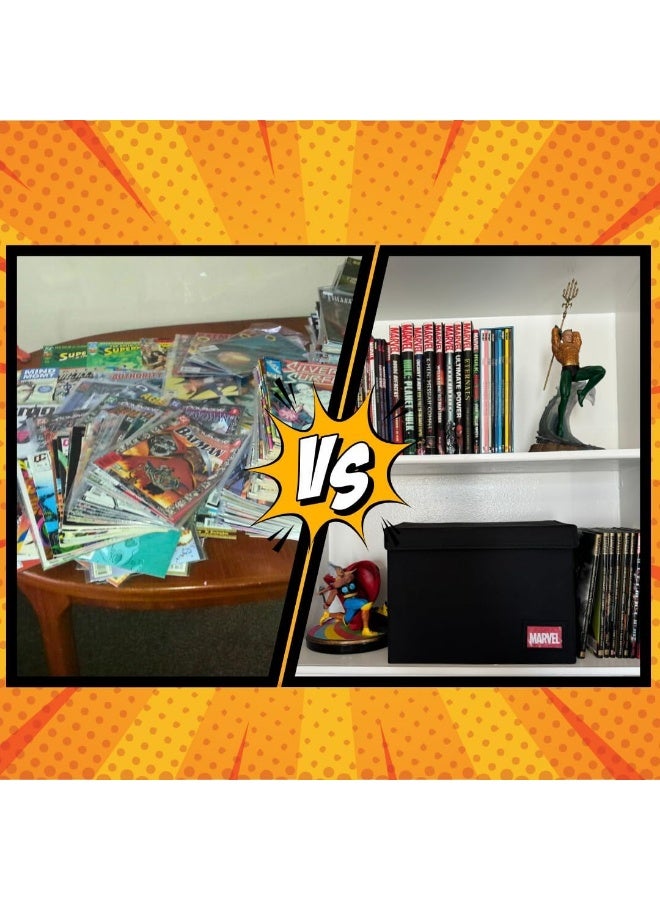 Comic Book Storage Box, Holds up to 150 Comics, Flip-Top, Water Resistant, Cloth Covered, Divider Section, Sturdy, Decorative. - Image 3