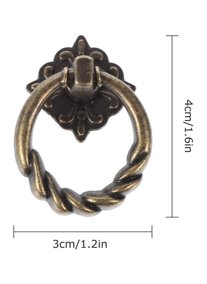 Y&D - Bronze Knobs Pulls  6Pcs Antique Handles Hardware Furniture Drawer Pull Ring Dresser Cabinet Single Hole Door 3X4CM - Image 1