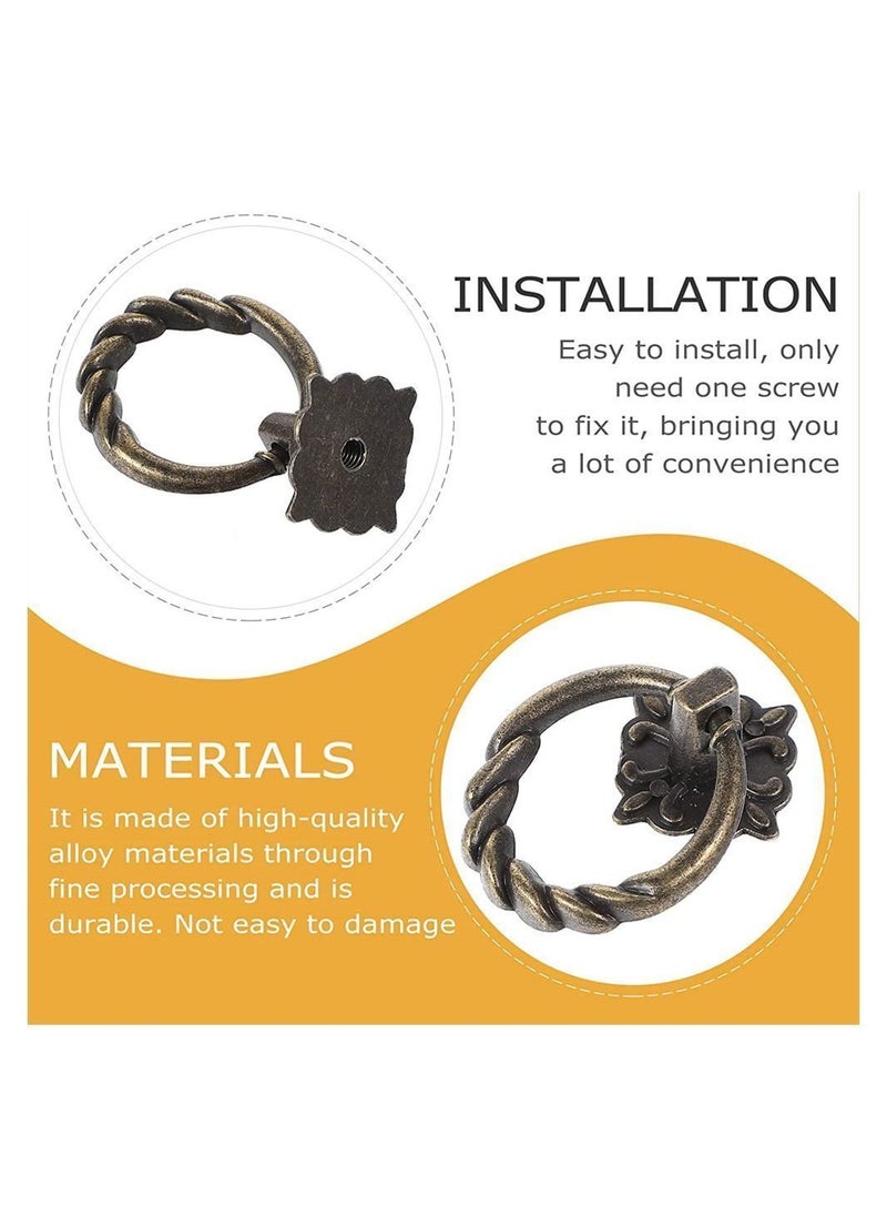 Y&D - Bronze Knobs Pulls  6Pcs Antique Handles Hardware Furniture Drawer Pull Ring Dresser Cabinet Single Hole Door 3X4CM - Image 1