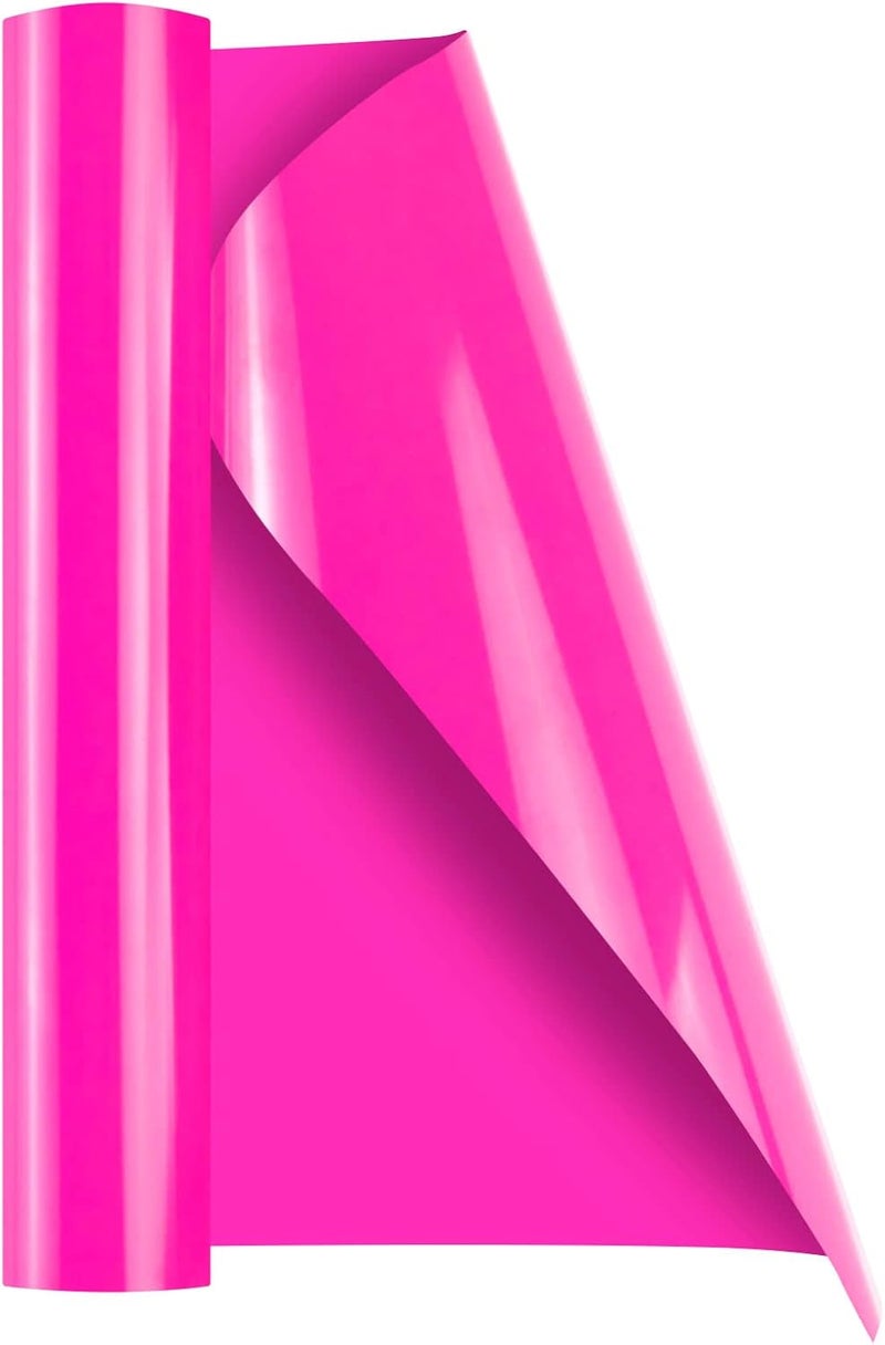 HTVRONT HTV Pink Heat Transfer Vinyl Roll - 12in x10ft PU, Easy to Cut & Weed for Heat Apply Vinyl Design (Hot Pink) - Image 1