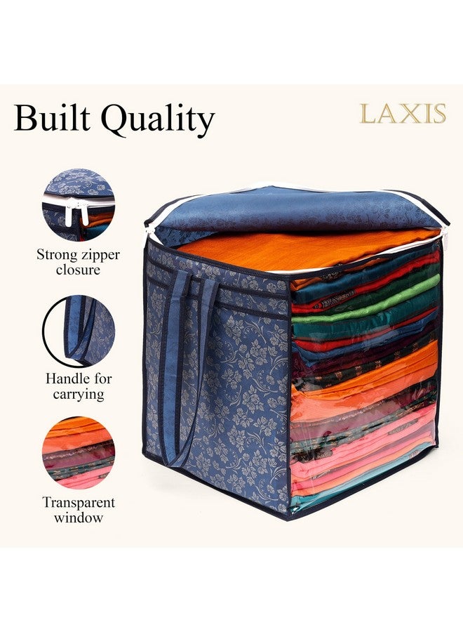 LAXIS HOMFIL Brand - Laxis Non-Woven Jumbo Saree Bags, Blue Color Transparent Saree Covers With Zip, Saree Covers For Storage With Moisture & Dust Proof (Pack of 4) - Image 2