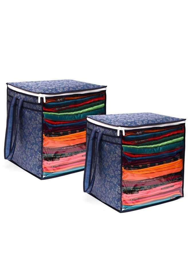 LAXIS HOMFIL Brand - Laxis Non-Woven Jumbo Saree Bags, Blue Color Transparent Saree Covers With Zip, Saree Covers For Storage With Moisture & Dust Proof (Pack of 4) - Image 1