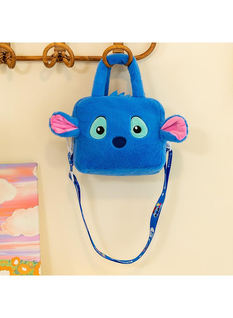 Y&D Cute Plush Makeup Bag handbag  Open Flat Travel Toiletry Accessories Organizer Cosmetic Pouch with Handle for Cosmetics Brushes Toiletry Jewelry