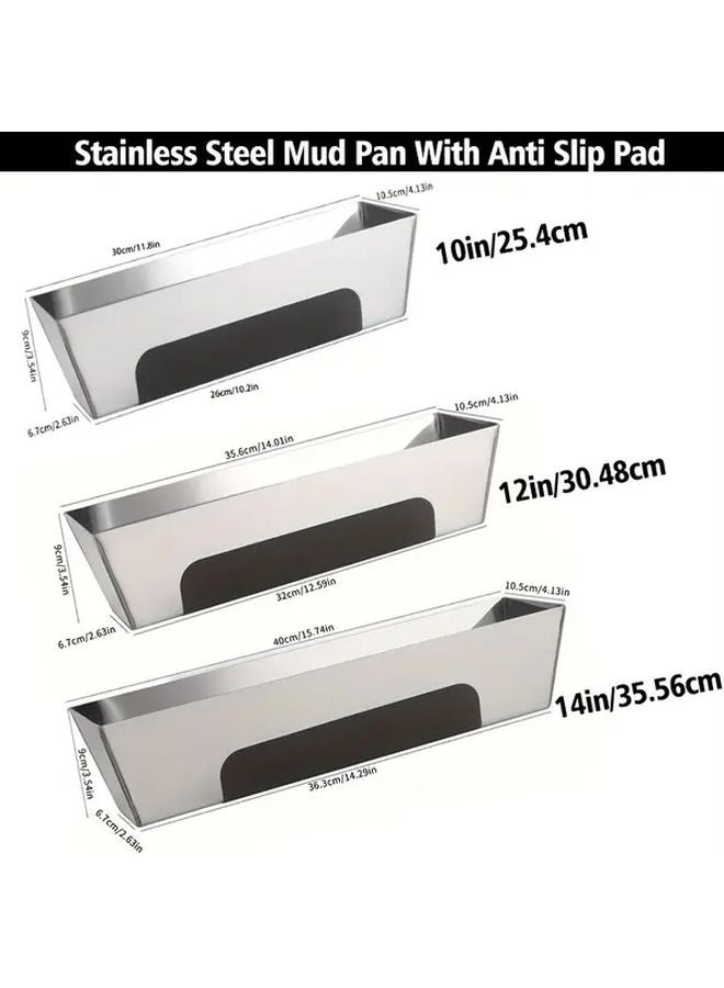 14 بوصة وعاء جص جبصين ثقيل من الفولاذ المقاوم للصدأ مع وسادة مضادة للانزلاق وقضيب كشط - أداة تجصيص محترفة - Image 4