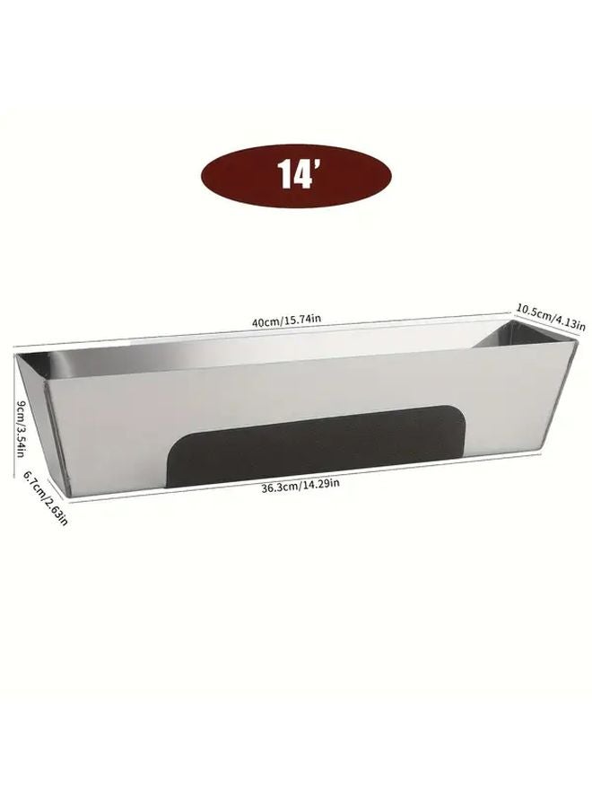 14 بوصة وعاء جص جبصين ثقيل من الفولاذ المقاوم للصدأ مع وسادة مضادة للانزلاق وقضيب كشط - أداة تجصيص محترفة - Image 1